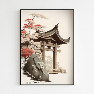 Japanese Landscape Wall Art | Asian Traditional Statement Art | Minimalist Japanese Aesthetic Poster | High-Quality Art Print for Decoration