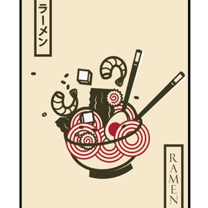 Ramen Poster Print | Kitchen Wall Art | Modern Kitchen Decor | Japanese Food Art | Japanese Style Modern Art Bar Kitchen Wall Art Decor