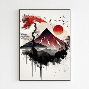 Japanese Landscape Wall Art | Asian Traditional Statement Art | Minimalist Japanese Aesthetic Poster | High-Quality Art Print for Decoration