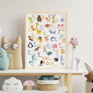 Kinderzimmer Kinderzimmer Alphabet Poster Drucke Nur | Kinderzimmer Dekor | Bunte Lustige Lernposter
