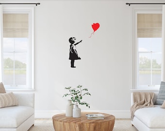 2 Confezione Banksy Bambina Rosso Palloncino Graffiti Luce Alimentatore Presa