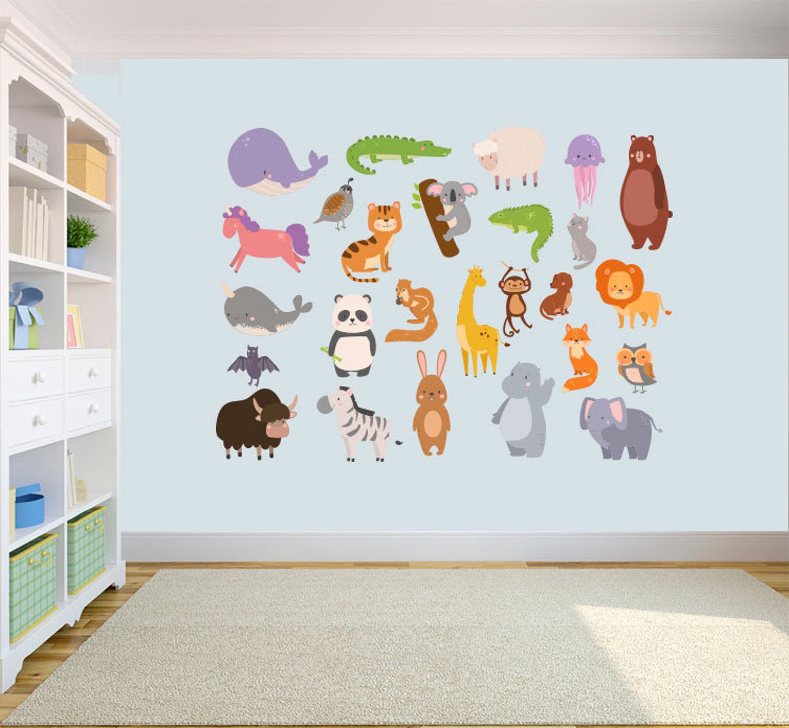 Jungle Animals Jungle Wall Stickers Lion Tiger Kids Wall Decals Peel ...