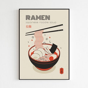 Ramen Poster Print | Kitchen Wall Art | Modern Kitchen Decor | Japanese Food Art | Japanese Style Modern Art Bar Kitchen Wall Art Decor