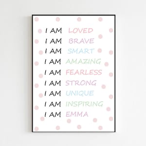 Daily Positive Affirmations Custom Personalised Name Print Unframed Gift Positive Mindful Teen Gift Teenager Bedroom Wall Art Room Decor Art