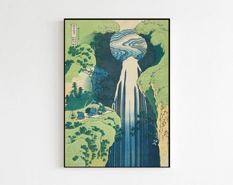 Japonais vintage Art Waterfall Katsushika Hokusai Gift Print Only | Impressions d’affiches au Japon | Décoration de salle d’art mural