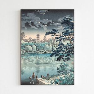 Japanese Vintage Style Art Japanese River With Castle Koitsu Tsuchiya Gift Print Only | Japan Poster Prints | Wall Art Room Decor