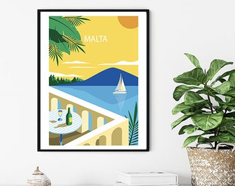 Malta Wall Art Print - Malta ,Malta poster, Wedding gift, Birthday present