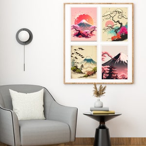 Japanese Vintage Style Art Set Of 4 Poster Prints Koitsu Tsuchiya Collection Unframed Prints Only | Wall Art Room Decor