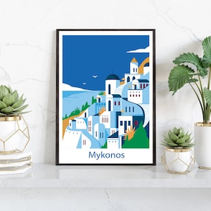 Mykonos Wall Art Print - Mykonos, Mykonos Poster, Hochzeitsgeschenk, Geburtstagsgeschenk