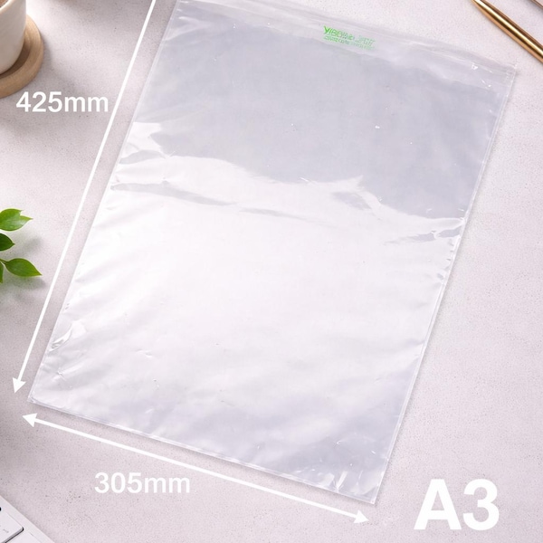 Biodegradeable A3 305x425mm & A4  215mmx305mm Cello Bags for Cards Eco-friendly Compostable Greeting Card Bag Compostable Bag Self Seal Lip