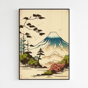Arte della parete del paesaggio giapponese / Arte tradizionale asiatica / Poster estetico giapponese minimalista / Stampa artistica di alta qualità per la decorazione