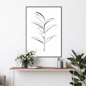 Uma linha de desenho flor arte minimalista floral preto e branco impressão apenas impressões botânicas flores arte impressão monstera deliciosa
