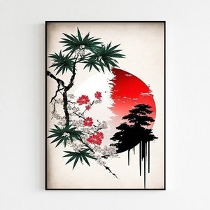 Japanese Minimalist Style Painting | Asian Traditional Statement Art | Minimalist Aesthetic Poster | High-Quality Art Print for Decoration