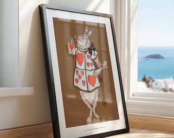William Penhallow Henderson Alice in Wonderland White Rabbit Print, Vintage Book Illustration, Classic Literary Art, Matte Paper Wall Decor