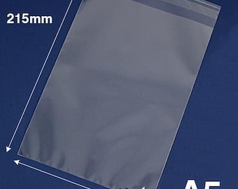 Crystal Clear Recyclable A5 Greeting Card Bag/Envelopes 156 x 215+ 30mm Flap Sealable