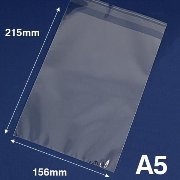 Crystal Clear Recyclable A5 Greeting Card Bag/Envelopes 156 x 215+ 30mm Flap Sealable