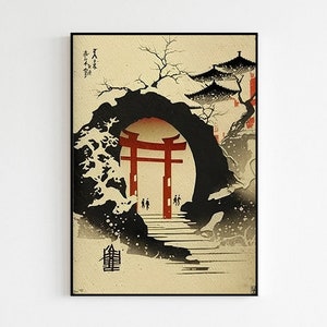 Japanese Landscape Wall Art | Asian Traditional Statement Art | Minimalist Japanese Aesthetic Poster | High-Quality Art Print for Decoration
