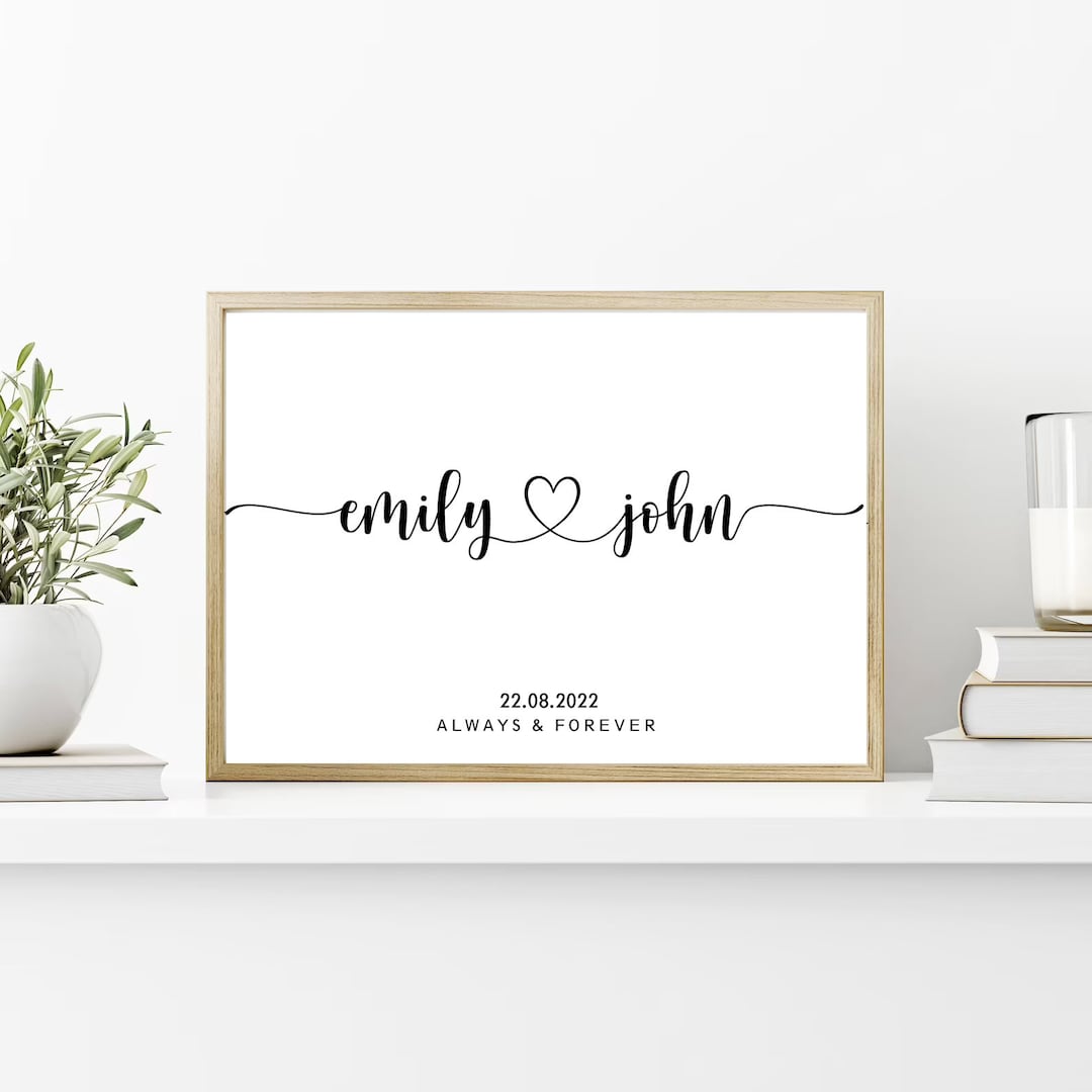 Personalised Print | Custom Couple Names and Date Print | Personalised ...