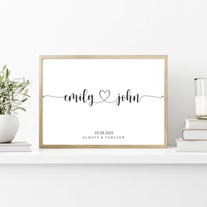 Personalised Print | Custom Couple Names And Date Print | Personalised Couples Print | Wedding Anniversary Gift | Engagement Print
