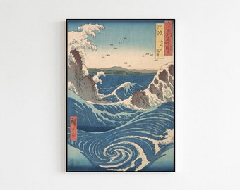 Japanese Vintage Style Art Utagawa Hiroshige Unframed Print Whirlpool Awa Province | Japan Designs Poster Prints | Wall Art Room Decor