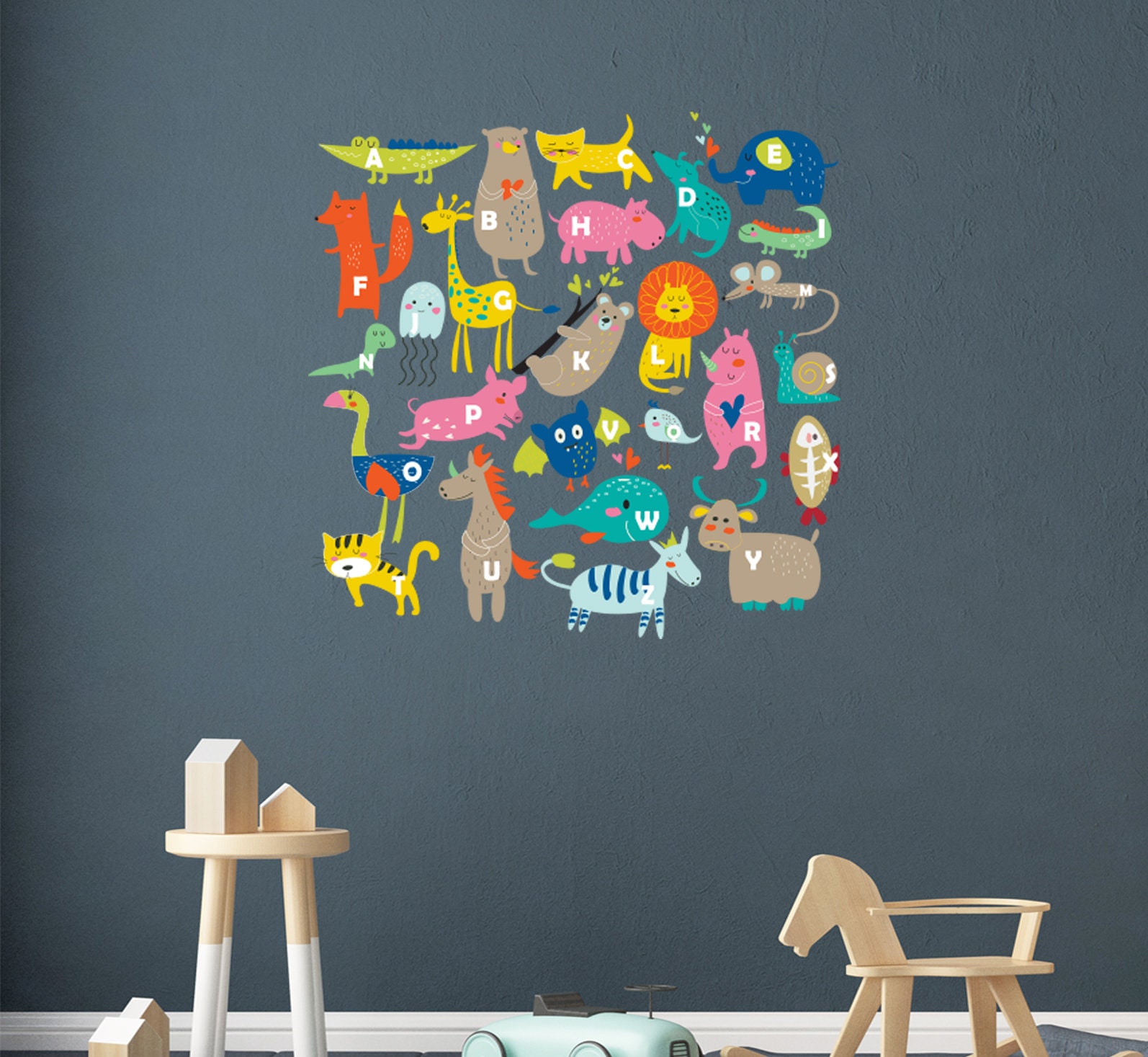 Animal Alphabet ABC Kids Wall Stickers Wall Decals Peel & Stick ...