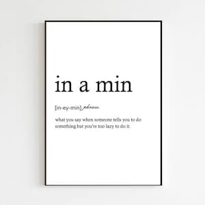 Teenager Gift Funny Teen Gift Print Only Bedroom Present In a Min Definition | Funny Teen Phrases | Teen Wall Art Room Decor Art