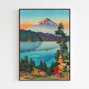 Art japonais de style vintage Lake Ashi dans les collines de Hakone, cadeau de Koitsu Tsuchiya, impression sans cadre | Impressions d&#39;affiches du Japon | Art mural, décoration de chambre