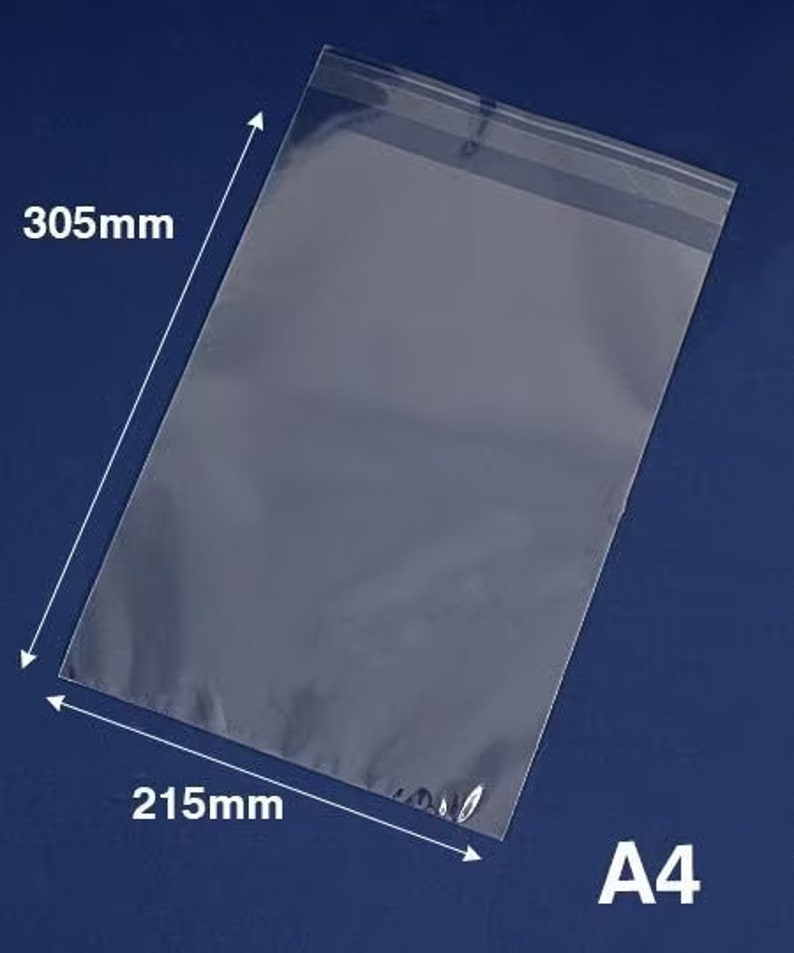 Biodegradeable A3 305x425mm & A4 215mmx305mm Cello Bags for Cards Eco-friendly Compostable Greeting Card Bag Compostable Bag Self Seal Lip image 2