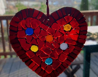 Red Glass Mosaic Heart