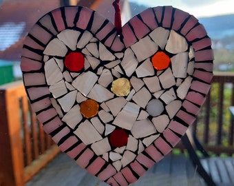 Rose Glass Mosaic Heart