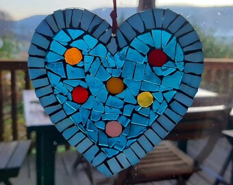 Blue Glass Mosaic Heart