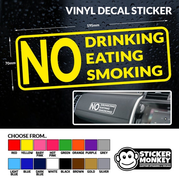 3 x NO Smoking Eating Drinking Sticker Printed Vinyl Label Taxi FREE Postage UK 