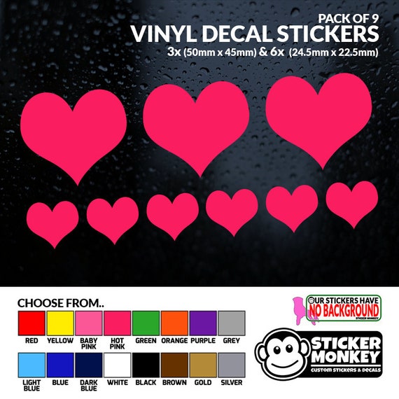 Crafts 22 Valentine Love Heart Vinyl Decal Stickers Windows Choice of colours 