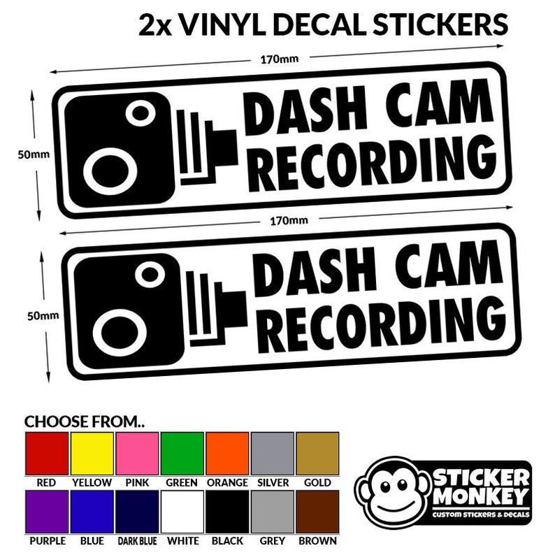 2x Dash Cam Recording Vinyl Decal Stickers for Etsy