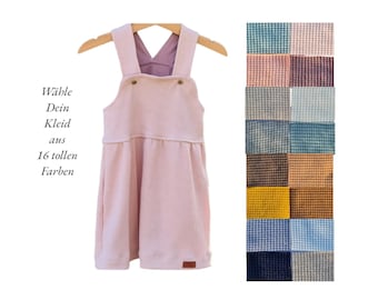 Waffeljersey Latzkleid für Baby und Kinder in 16 Farben in den Gr. 56-128, Sommerkleid , Kleid mit Träger ohne Ärmel, Rosa senf mint blau