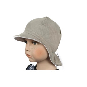 Baby children sun hat sand white, muslin hat, sun hat girls boys, peaked cap, sun protection, size adjustable size 42-54 cm