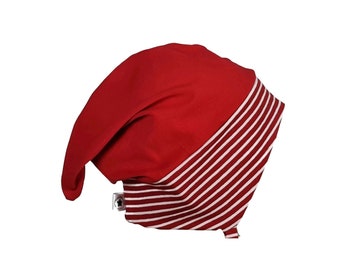 Zipfelmütze Rot Weiß gestreift| Mütze Baby Kinder| Babymütze| Kindermütze| Mütze Streifen| Bindemütze Baby| Größe KU Kopfumfang 36- 59cm