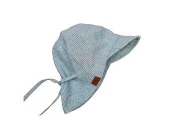 Sun hat baby children, linen hat, summer hat, stripes, peaked cap boys girls, mint, linen hat, size adjustable KU 42-54 cm