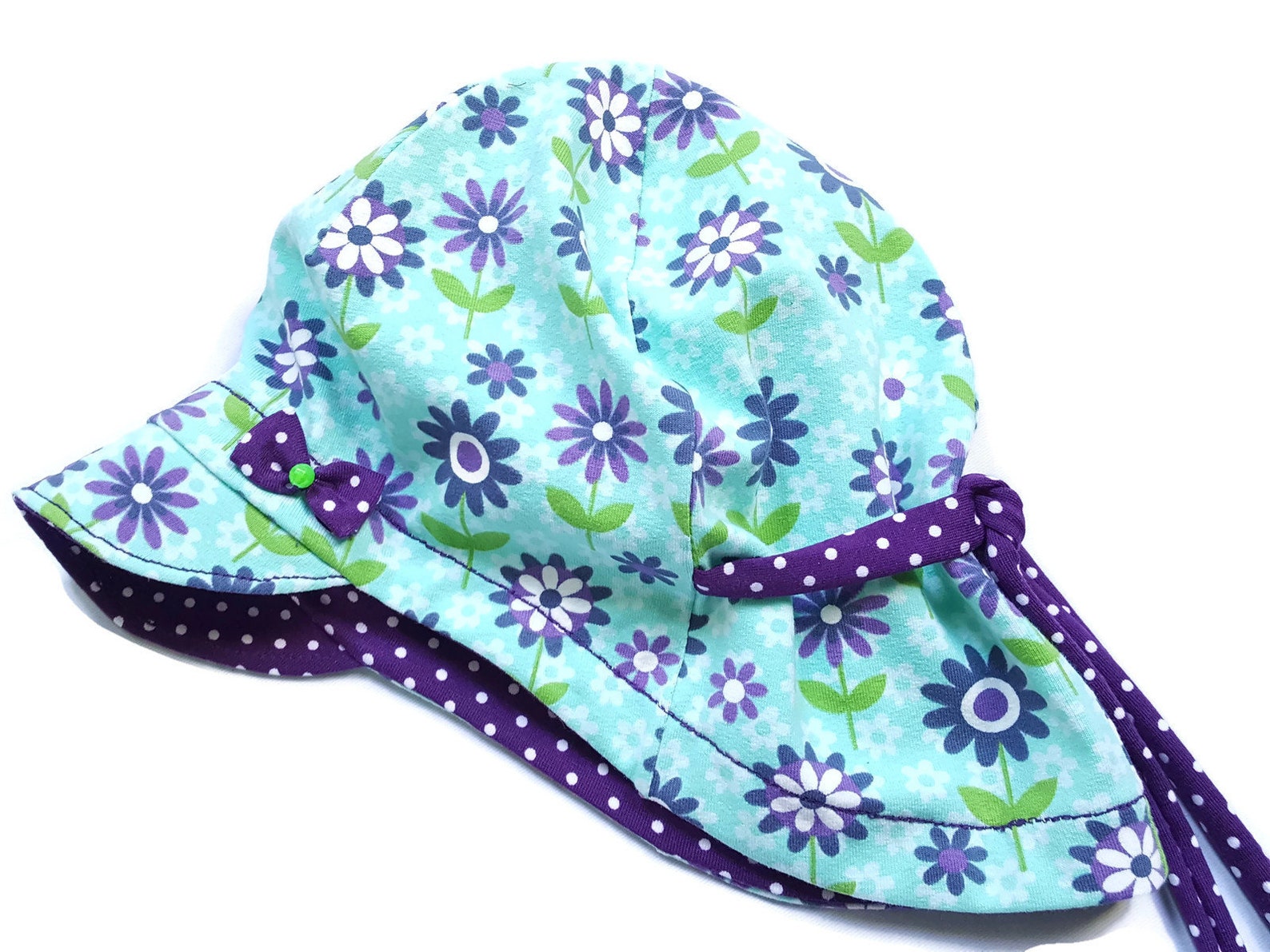 Baby Kids Sun Hat Flowers Purple Mint Sun Hat Girl Hat | Etsy