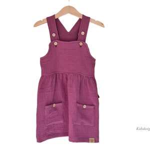Trägerkleid Musselin für Baby und Kinder in 34 Uni Farben Sommerkleid Latzrock mit Knöpfe Kleid Mädchen Latzkleid Größen 56-128 Bild 7