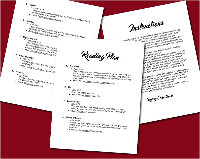 Names of Jesus Advent Calendar, PDF, 24 Printable Ornaments, Jesus 
