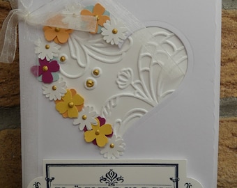 Card for the wedding with colorful flowers