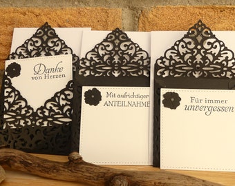 Small lace mourning cards with envelope