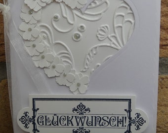 Congratulations card for the wedding, white/ silver