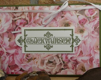 Rosenkarte mit dem Schriftzug " Glückwunsch"