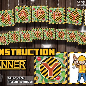 Printable Construction 1st Birthday Banner - Boy Construction Birthday banner - Construction Party | INSTANT Download