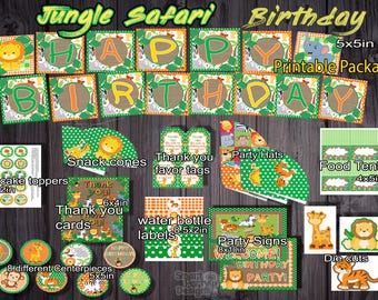 Safari Animal Birthday Party – Jungle Party Decorations – Instant Download