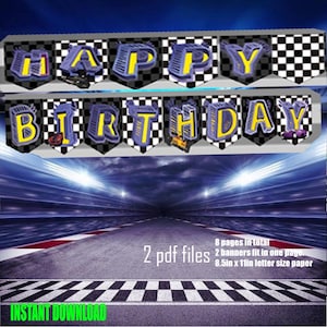 Car Racing Printable Banner | Birthday Party | printable digital Art | 3D text done in Blender | INSTANT Download PDF