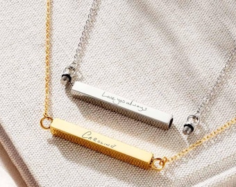 Handschrift gravierte Asche Halskette • Gedenkgeschenke • Gold oder Silber • Schmuck für Feuerbestattung • Handgemacht in Großbritannien • •