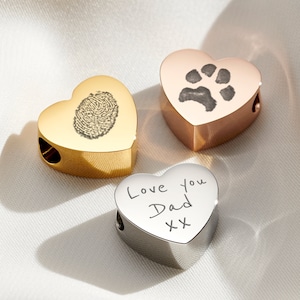 Pandora Compatible Handwriting Charm • Personalised Engraved Jewellery • Silver, Gold, Rose • Meaningful Gift • Handmade in the UK •